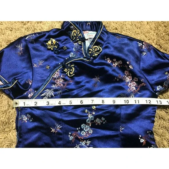 Authentic SOLZ SQUIRREL size 6 Girls Top/Pants BLUE SATIN Oriental Asian SET Z21 - Picture 8 of 12